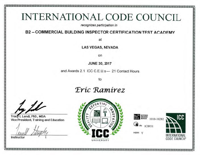 ICC Membership Certificate | Eric Ramirez