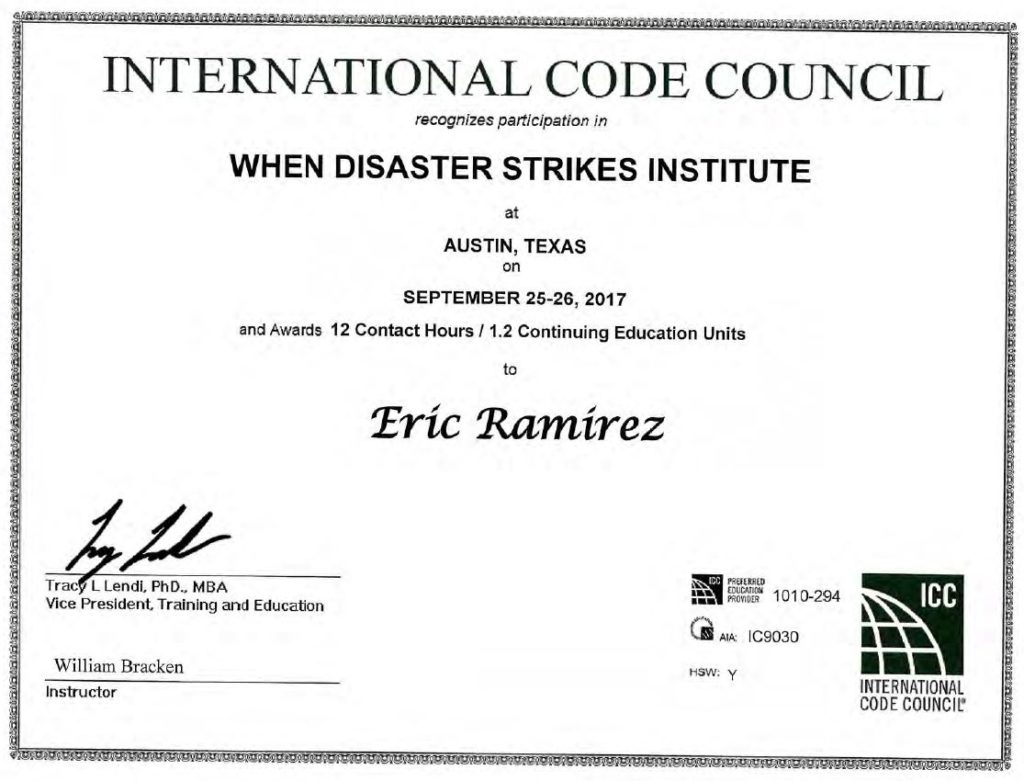 Disaster Response Inspector | Fire Rescue Training | Eric Ramirez