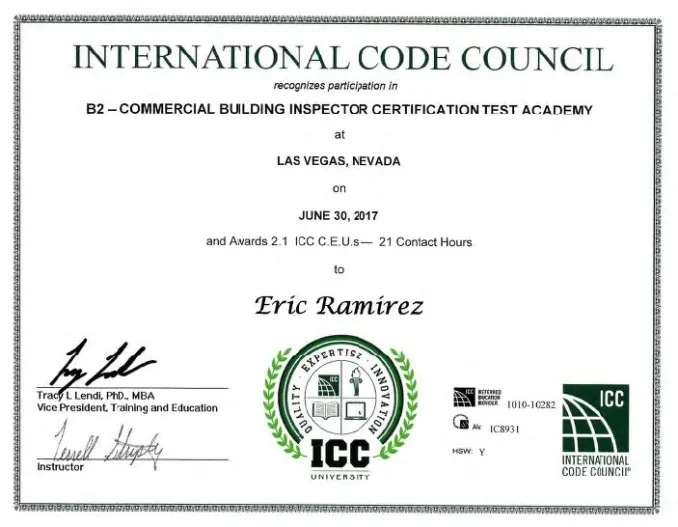 ICC Membership Certificate | Eric Ramirez