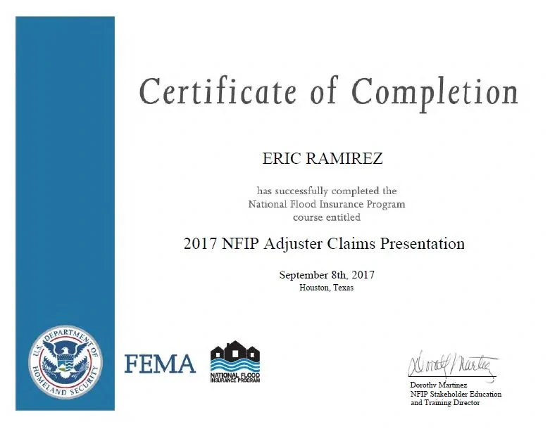 FEMA Training Completion | Eric Ramirez